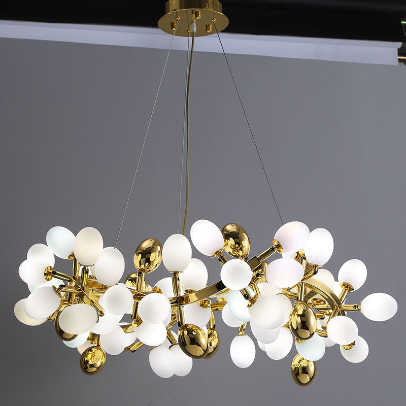 Modern White Globe Glass Chandelier – Luxury Pendant Lamp for Living Room & Bedroom