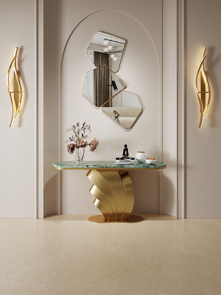 Modern Italian Style Marble Console Table – Luxury Rock Slab Entrance Table for Living Room Furniture