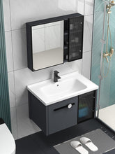 Load image into Gallery viewer, Modern Design Bathroom Cabinet with Mirror and Smart Touch Screen | White Vanity Cabinet with Ceramic Basin | Luxury Wall-Mounted Bathroom Furniture
