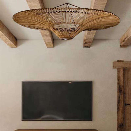 Minimalist Wabi Sabi Rattan Ceiling Lamp – Japanese & Southeast Asian Style Pendant Light for Home, Hotel & Homestay