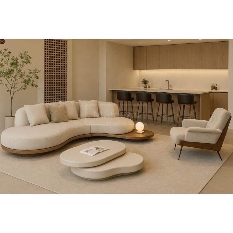 Italian Luxury Solid Wood Lounge Chair with Ottoman – Modern Leisure Sofa Furniture for Living Room & Home Use