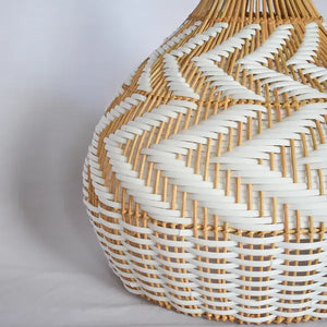 Rattan Ceiling Pendant Light with White Lining – Handmade Hanging Lamp for Living Room, Bedroom & Home Interiors