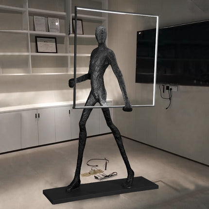 Human Sculpture Floor Light Standing Statue Lamp for Art Gallery Decoration Shopping Mall Hall Modern Luminous Decorative Lighting