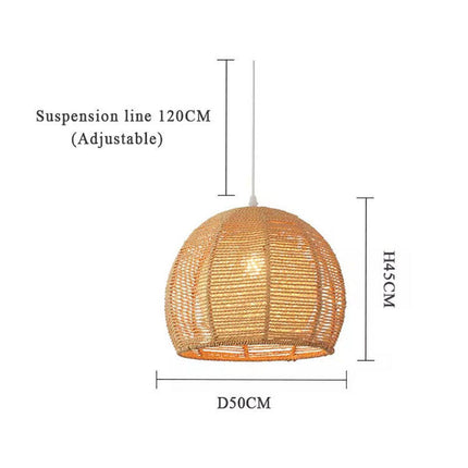 Elegant Japanese-Style Hemp Rope Chandelier – Handmade Pendant Light for Living Room, Dining, or Bedroom