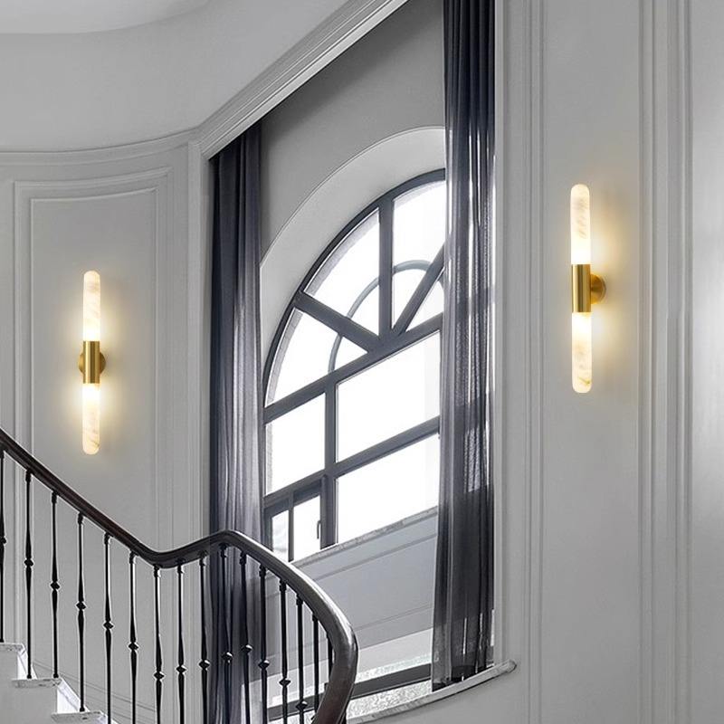 Nordic Creative Natural Alabaster Wall Lamp with Real Spanish Marble LED