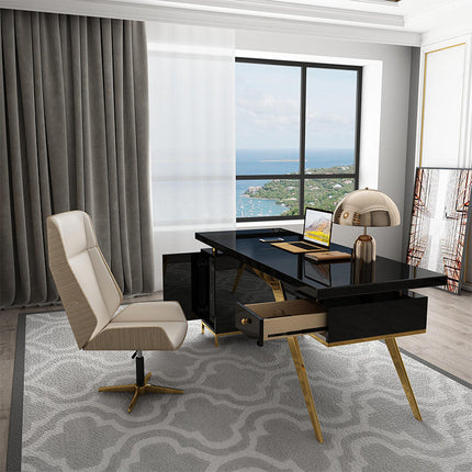Office Desk Top Gold Metal Base Executive Office Furniture Chair Home Office Table