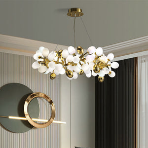 Modern White Globe Glass Chandelier – Luxury Pendant Lamp for Living Room & Bedroom