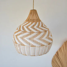 Load image into Gallery viewer, Rattan Ceiling Pendant Light with White Lining – Handmade Hanging Lamp for Living Room, Bedroom &amp; Home Interiors
