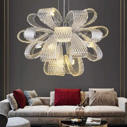 Luminaires suspendus modernes en verre haut de plafond, lustres de luxe en cristal et LED, design sur mesure pour salon, salle à manger, hôtel et mariage. 