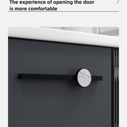 Modern Design Bathroom Cabinet with Mirror and Smart Touch Screen | White Vanity Cabinet with Ceramic Basin | Luxury Wall-Mounted Bathroom Furniture