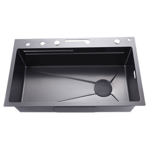 Large Single Slot Rain Black Vegetable Washing Basin 304 201Stainless Steel Kitchen Sink Thickened Kitchen Sink