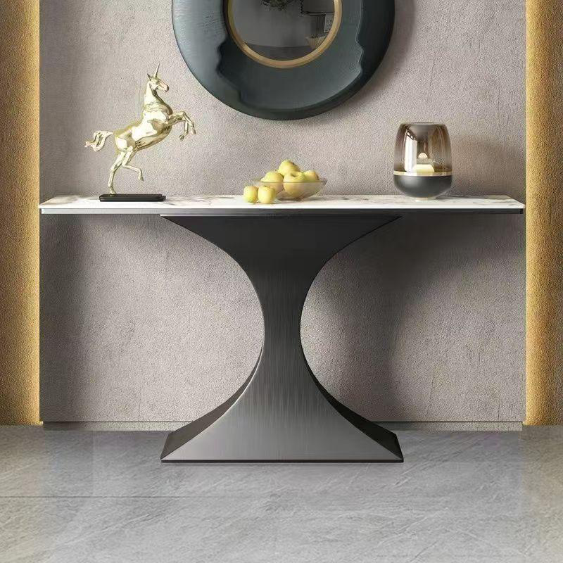 Living Room Furniture New Design Stainless Steel Modern Console Table Sintered Stone Top Console Table Console Tables