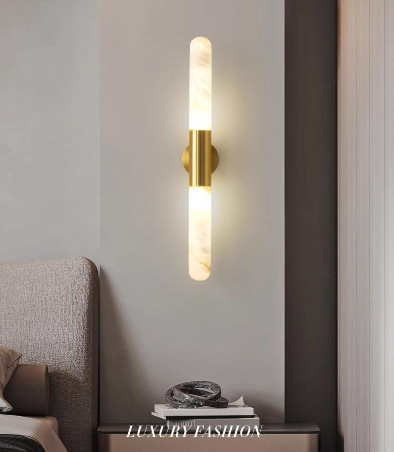 Nordic Creative Natural Alabaster Wall Lamp with Real Spanish Marble LED