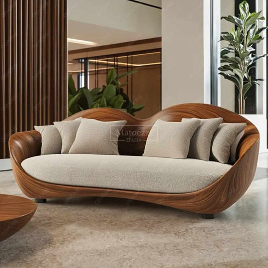 Modern Boat-Shaped Sectional Sofa – Velvet Upholstery Luxury Sofa for Living Room & Hotel Use