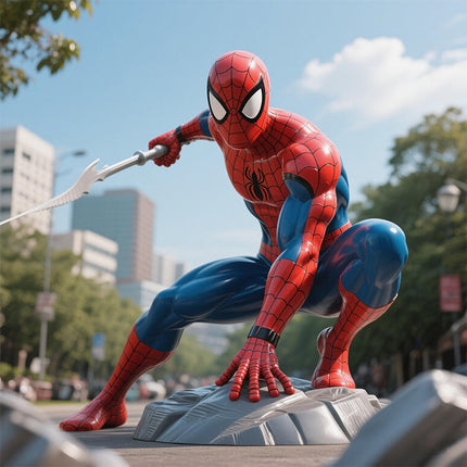 Lebensgroße Spider-Man-Statue nach Maß – Skulptur aus Kunstharz, die die Zeichentrickfigur aus dem Film darstellt, für die Dekoration von Haus und Garten