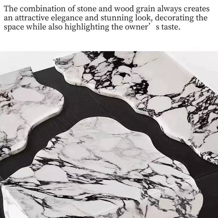 Trendy Italian Luxurious Stylish Chic Veneer Sticker Square Coffee Table Modern Tea Table for Living Room