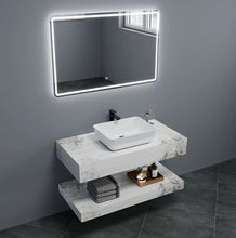 Load image into Gallery viewer, Double Marble Wall-Mounted Bathroom Vanity with Slate Stone Sink
