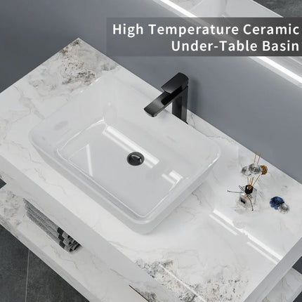 Double Marble Wall-Mounted Bathroom Vanity with Slate Stone Sink