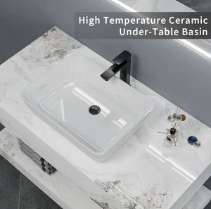 Double Marble Wall-Mounted Bathroom Vanity with Slate Stone Sink