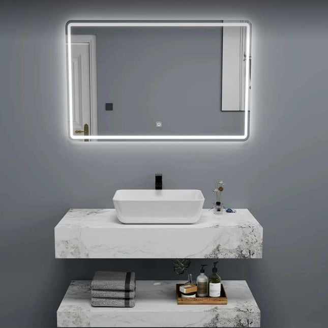 Double Marble Wall-Mounted Bathroom Vanity with Slate Stone Sink
