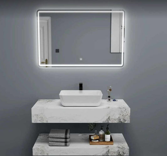 Double Marble Wall-Mounted Bathroom Vanity with Slate Stone Sink