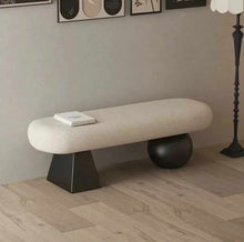 Charger l&#39;image dans la galerie, Nordic-Style Shoe Changing Bench – Upholstered Sofa Stool for Entryway, Bedroom, or Bed End Seating
