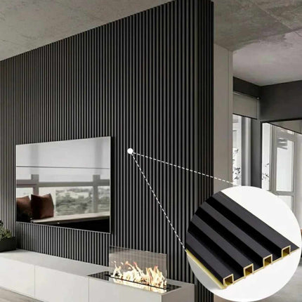 Modern Fluted WPC Wall Panels – Indoor & Outdoor PVC Slat Board Grille Cladding for TV Backgrounds, Waterproof Wood Plastic Composite