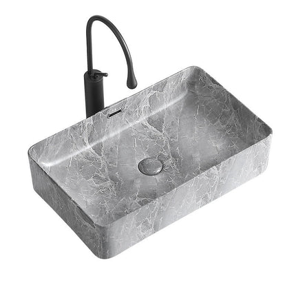 Luxury Small Marble Porcelain Countertop Basin – Modern Hand Wash Sink for Home, Villa, and Hotel Bathroom Vanity