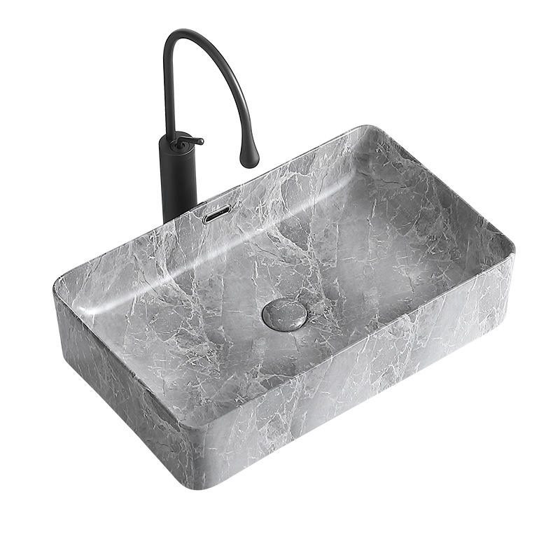 Luxury Small Marble Porcelain Countertop Basin – Modern Hand Wash Sink for Home, Villa, and Hotel Bathroom Vanity