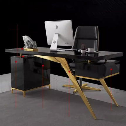 Office Desk Top Gold Metal Base Executive Office Furniture Chair Home Office Table