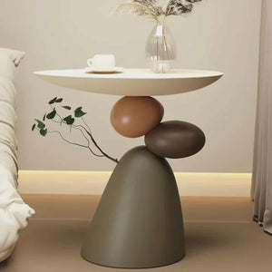 Nordic Concrete Side Table – Modern Stone Coffee Table for Living Room, Home Office & Decorative Interiors