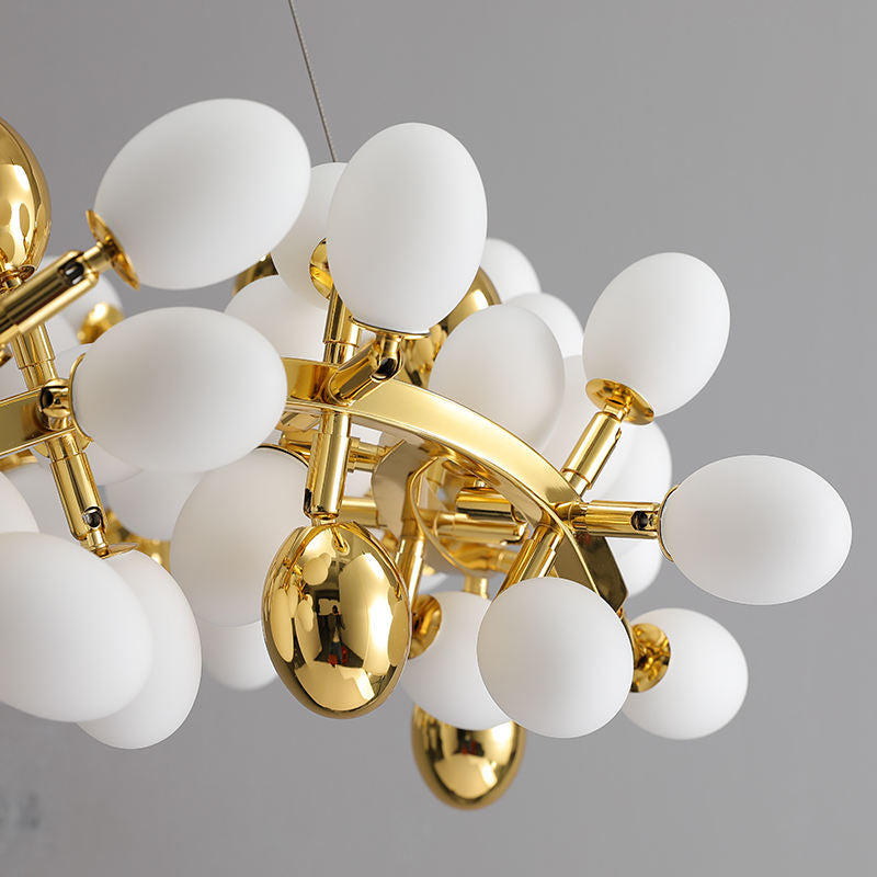 Modern White Globe Glass Chandelier – Luxury Pendant Lamp for Living Room & Bedroom