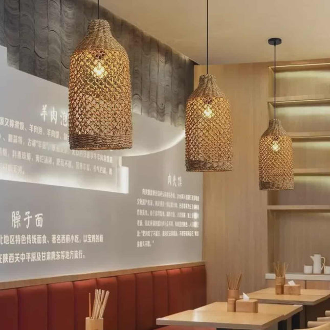 Handmade Water Grass Weaving Pendant Light – Eco-Friendly Ceiling Lamp for Rooms, Restaurants, or Hotels