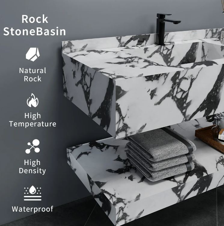 Integrated Water-Resistant Ceramic Basin Bathroom Cabinet