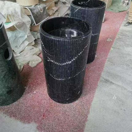 Waschbecken aus schwarzem Naturmarmor, Handwaschbecken aus Marmorstein, freistehendes Steinwaschbecken