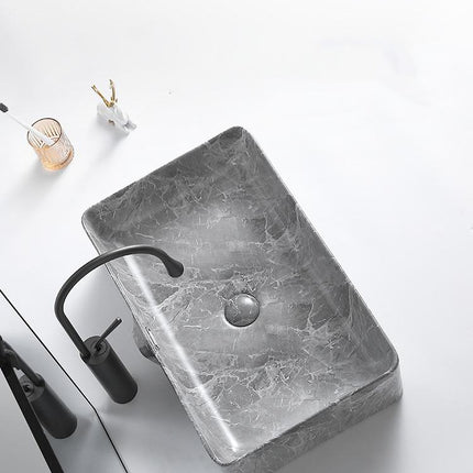 Luxury Small Marble Porcelain Countertop Basin – Modern Hand Wash Sink for Home, Villa, and Hotel Bathroom Vanity