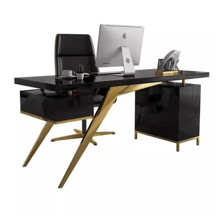 Office Desk Top Gold Metal Base Executive Office Furniture Chair Home Office Table
