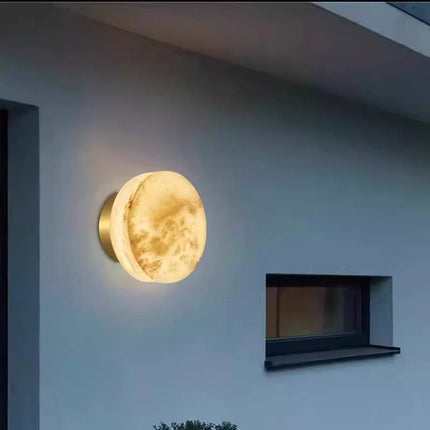 Spanish Natural Marble Round Wall Lamp Northern Europe Simple Modern Living Room Bedroom Bed Wall Lamp