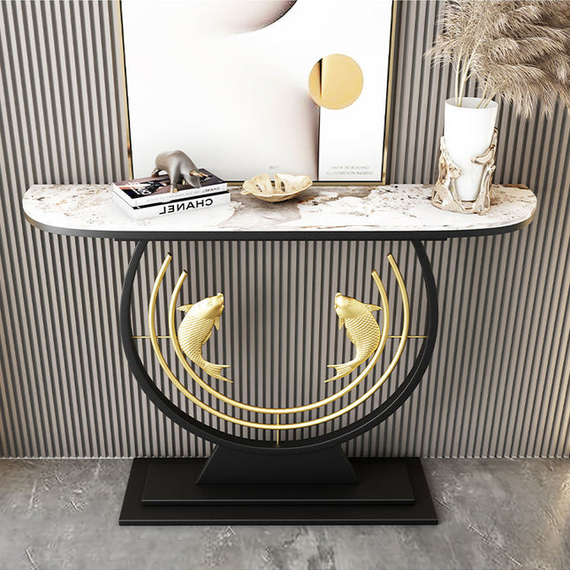 Double Fish-Shaped Entrance Foyer Bracket Unique Display Console Table Hallway and Living Room Table Design