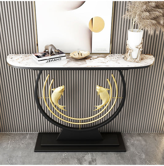 Double Fish-Shaped Entrance Foyer Bracket Unique Display Console Table Hallway and Living Room Table Design