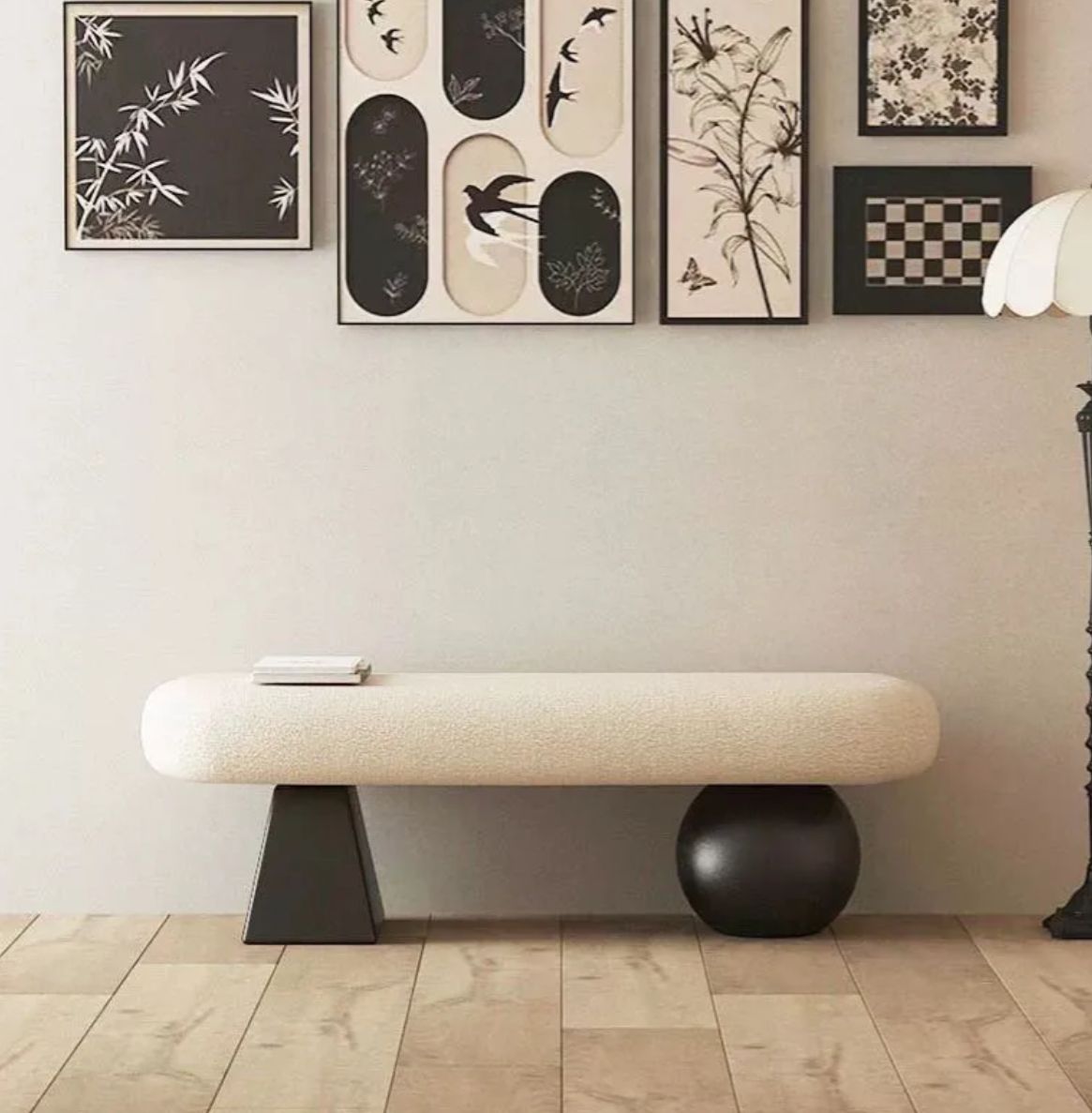 Nordic-Style Shoe Changing Bench – Upholstered Sofa Stool for Entryway, Bedroom, or Bed End Seating