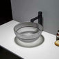 Round Crystal Glass Wash Basin – Transparent Countertop Sink with Drainer for Modern Bathrooms