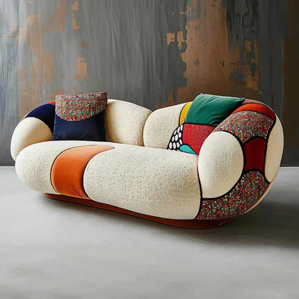 Italienisches minimalistisches Stoffsofa für das Wohnzimmer, kleines modernes, geradliniges Sofa mit Kopfstützenfunktion, zeitgenössisches Luxus-Stoffsofa