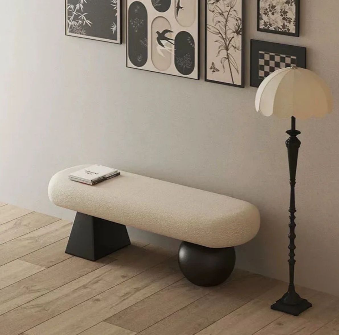 Nordic-Style Shoe Changing Bench – Upholstered Sofa Stool for Entryway, Bedroom, or Bed End Seating