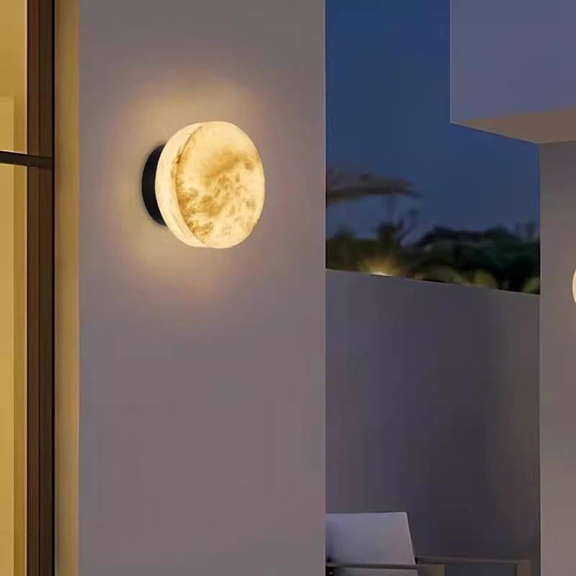 Spanish Natural Marble Round Wall Lamp Northern Europe Simple Modern Living Room Bedroom Bed Wall Lamp