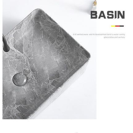 Luxury Small Marble Porcelain Countertop Basin – Modern Hand Wash Sink for Home, Villa, and Hotel Bathroom Vanity
