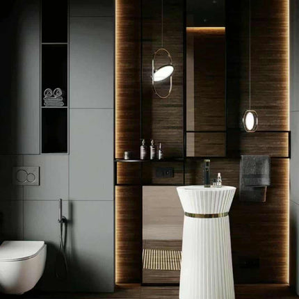 Unique Shaped Freestanding Solid Surface Bathroom Wash Basin – Modern Designer Hand Wash Sink