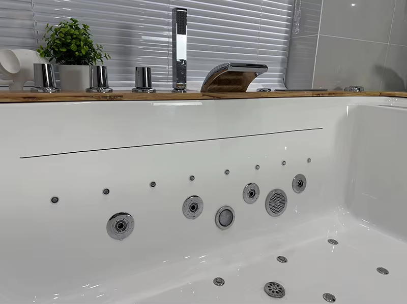 Luxury 2-Person Jacuzzi Bathtub – Indoor Whirlpool Spa Tub with Air Jets, Massage System & Dual Headrest Pillows