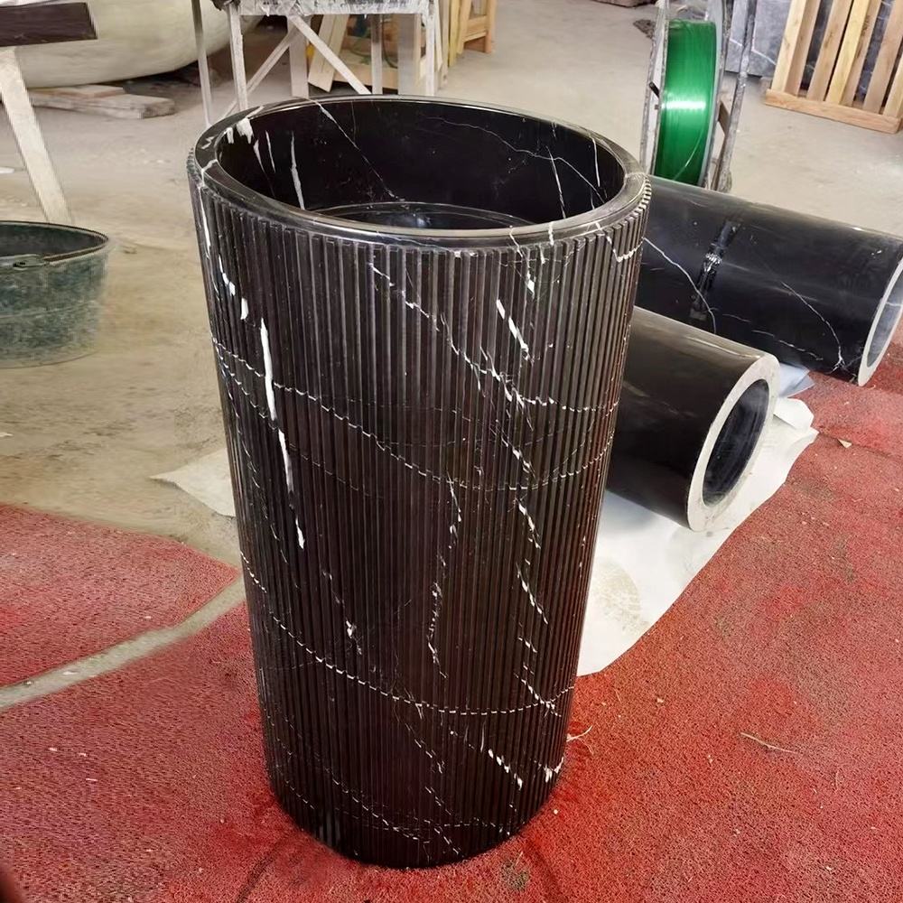 Natural Black Marble Bathroom Sinks Marble Stone Hand Wash Basin Marble Wash Basin Stand Alone Stone Sink