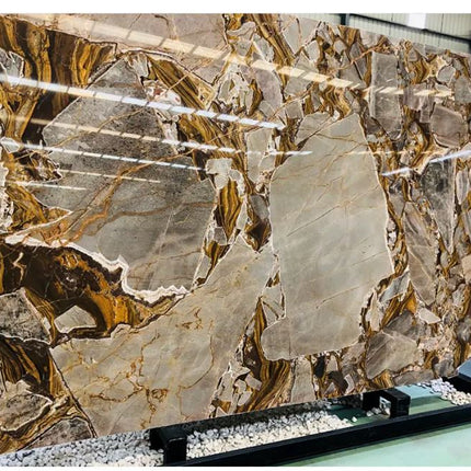 Polished Glazed Translucent Natural Pandora Marble Slab for Backlit Background Wall Kitchen Countertop Staircase Floor Table Top